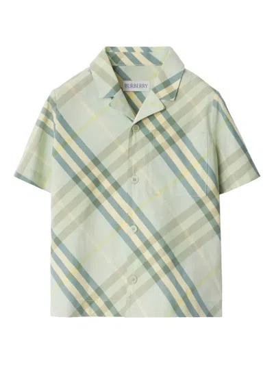Burberry Babies' Checkered Cotton Shirt In Breeze