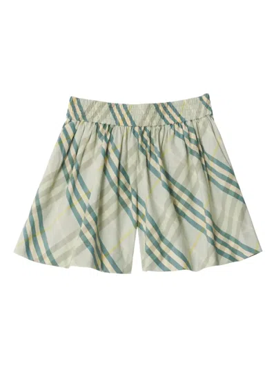 Burberry Kids' Checkered Cotton Shorts In Neutrals