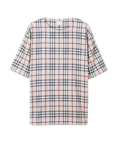 Burberry Checkered Cotton T-shirt In White