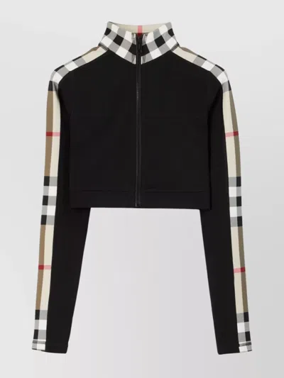 BURBERRY CHECKERED CROP TOP HIGH NECK