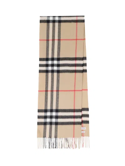 Burberry Checkered Design Cashmere Scarf - 168 X 30 Cm In Beige