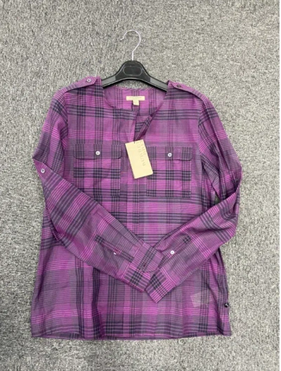 Burberry Checkered Detail Blouse In Purple
