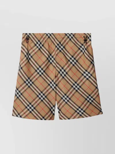 Burberry Checkered Drawcord Waist Shorts In Neutral