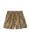 Burberry Checkered Elasticated Twill Shorts In Neutrals