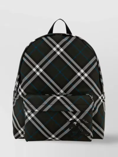 BURBERRY CHECKERED FABRIC EMBROIDERED BACKPACK