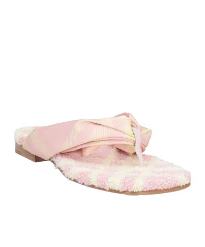 Burberry Checkered Flip Flops In Pink