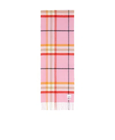 Burberry Checkered Fringed Scarf In Pink