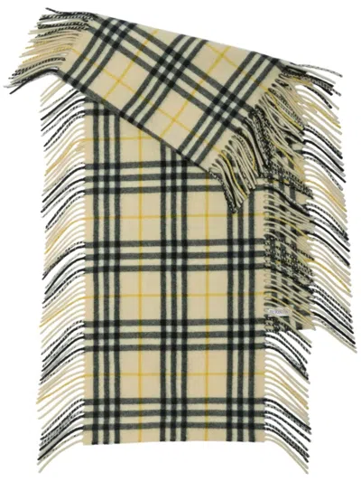 Burberry Check Cashmere Happy Scarf In Candle