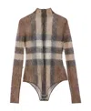 Burberry Checkered Lace Bodysuit In Multicolor