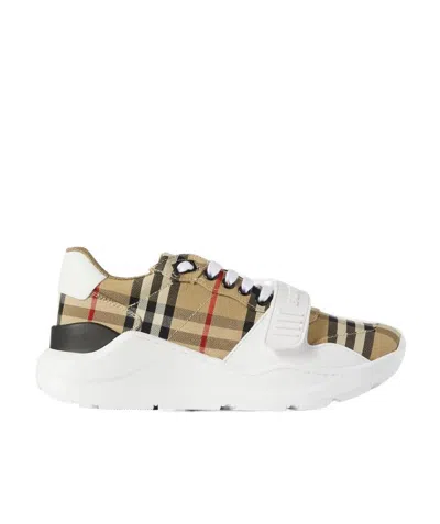 Burberry Check Fabric Sneakers In White
