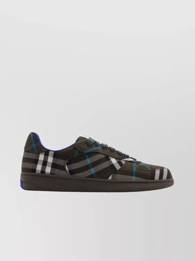 Burberry Checkered Low-top Sneakers Featuring Writing In Brown