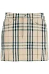 Burberry Embroidered Denim Mini Skirt In Neutro