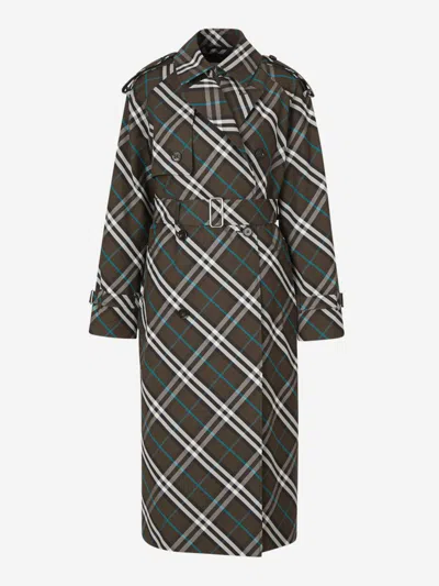 Burberry Checkered Motif Trench Coat