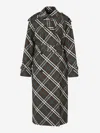 Burberry Checkered Motif Trench Coat In Green