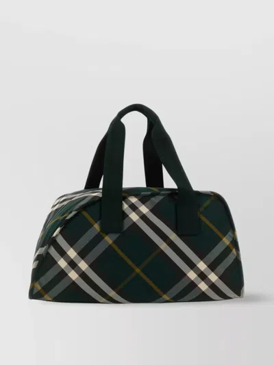 Burberry Checkered Nylon Shield Travel Bag In Multicolor