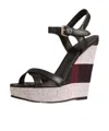 Burberry Checkered Open-toed High-heeled Sandals In Black