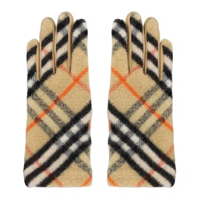 Burberry Checkered Panel Wool Gloves In Multi
