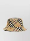 Burberry Checkered Pattern Bucket Hat With Logo Embroidery