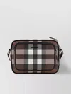 BURBERRY CHECKERED PATTERN CROSSBODY BAG WITH LEATHER TRIM