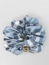 Burberry Checkered Pattern Elastic Hair Accessories Set In Blue