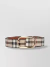 Burberry Checkered Pattern Gold Buckle Belts In Neutrals
