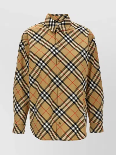 Burberry Checkered Pattern Long Sleeve Shirt In Brown