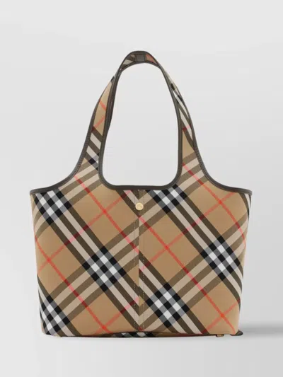 Burberry Ered\n\nsmall Checkered Tote Bag In Beige