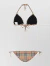 BURBERRY CHECKERED PATTERN TRIANGLE BIKINI WITH METAL ACCENTS