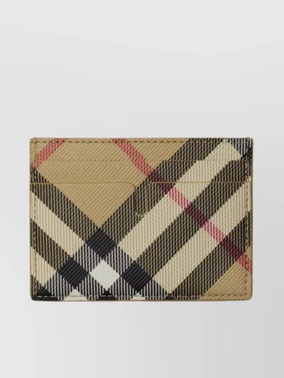 Burberry Checkered Rectangular Card Holder In Brown