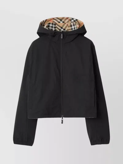 Burberry Checkered Reversible Cropped Jacket In Black