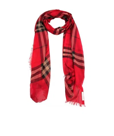 Burberry Checkered Scarf In Red