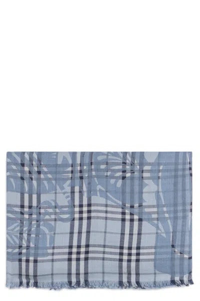 Burberry Checkered Scarf With Tartan Pattern In Blue