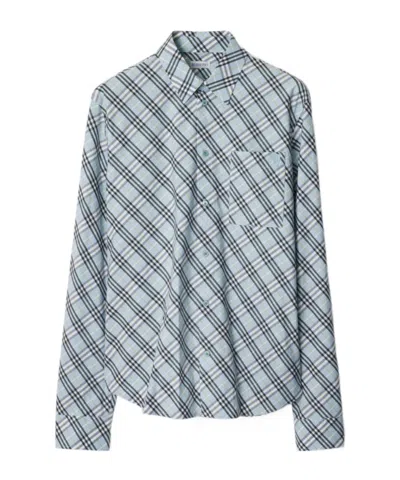Burberry Checkered Shirt In Gray