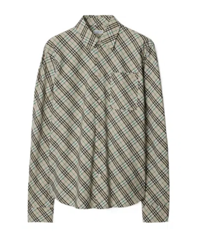 Burberry Checkered Shirt In Nude