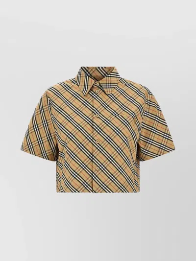 BURBERRY CHECKERED SHIRT WITH SHORT SLEEVES AND COLLAR