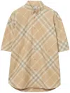 Burberry Logo Embroidery Check Shirt In Neutrals