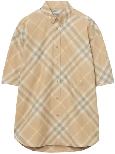 BURBERRY CHECKERED SHORT-SLEEVED BUTTON-DOWN SHIRT