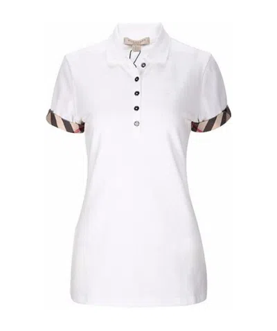 Burberry Checkered Short-sleeved Polo Shirt In White