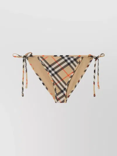 Burberry Check-pattern Bikini Briefs In Beige