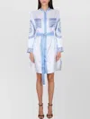 Burberry Checkered Silk Chemisier Dress With Belted Waist And Long Sleeves In White
