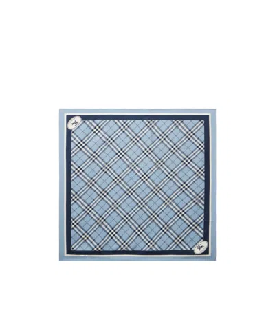 Burberry Checkered Silk Twill Scarf In Blue