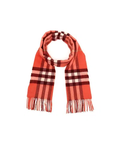 Burberry Checkered Six-color Logo Scarf In Red