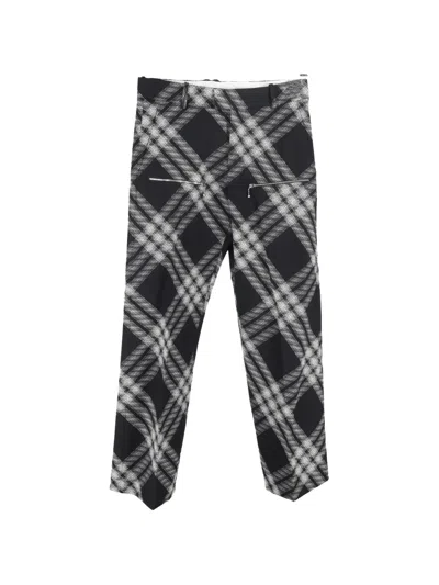 Pre-owned Burberry Checkered Straight Leg Trousers In Black