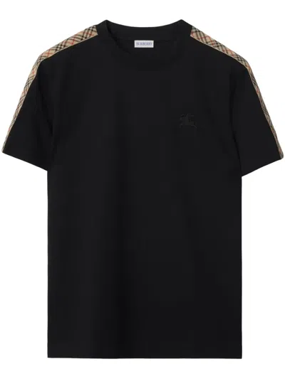BURBERRY CHECKERED-TRIM COTTON T-SHIRT