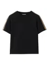 Burberry Check Trim Cotton T-shirt In Black