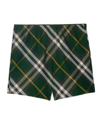BURBERRY BURBERRY CHECKERED KNEE-LENGTH TWILL SWIM SHORTS