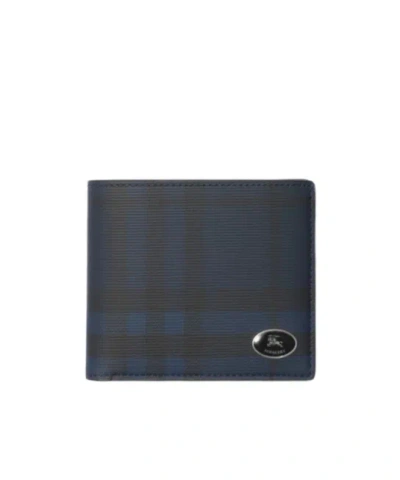 Burberry Checkered Wallet In Blue