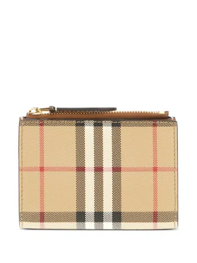 Burberry Checkered Wallet In Nude