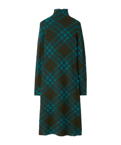 BURBERRY BURBERRY CHECKERED MOCK-NECK SHIFT DRESS