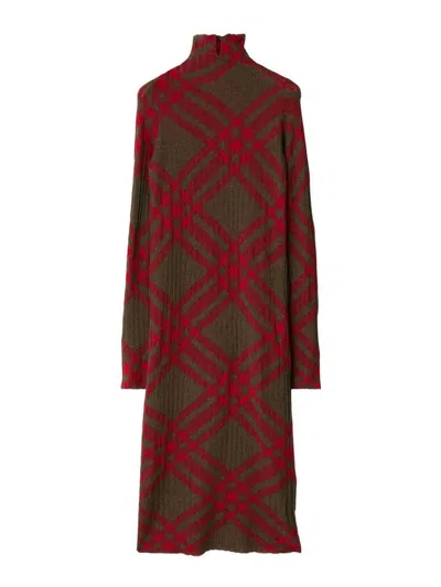BURBERRY CHECKERED WOOL BLEND SHIFT DRESS